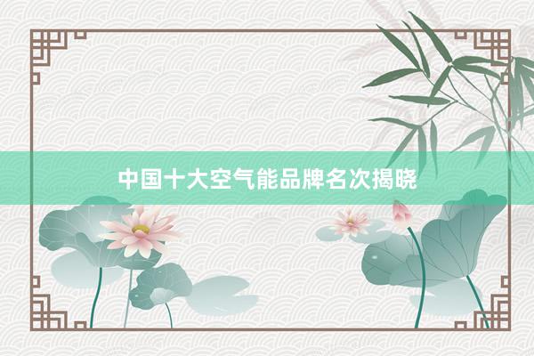 中国十大空气能品牌名次揭晓